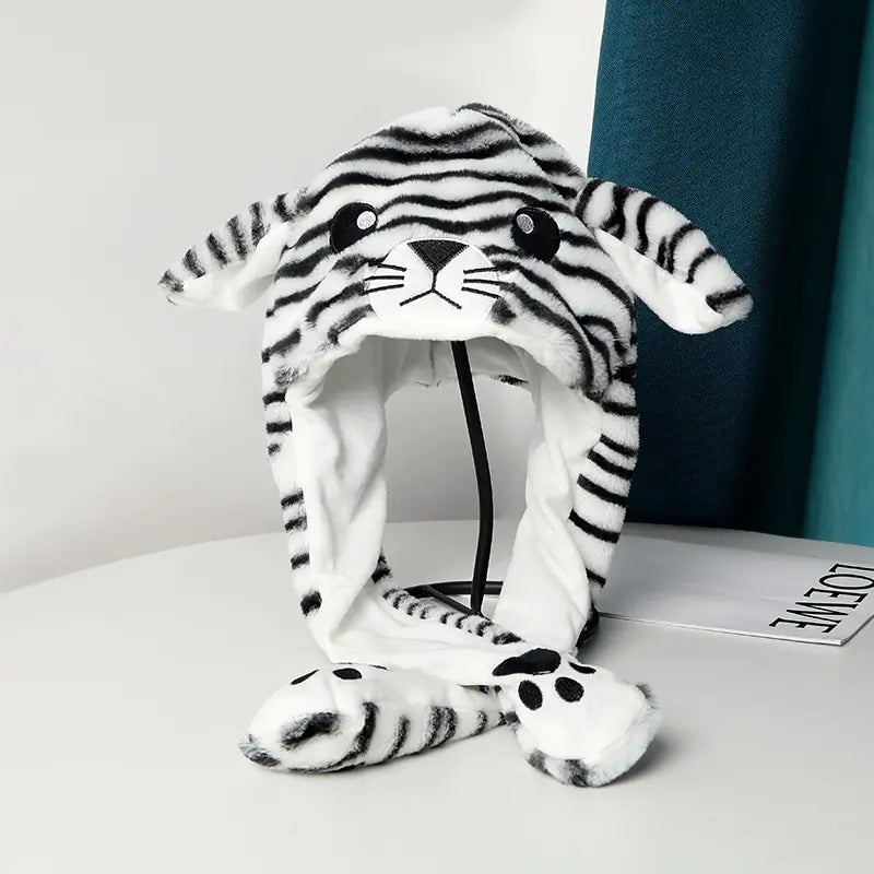 Warm Plush Hat with Moving Ears