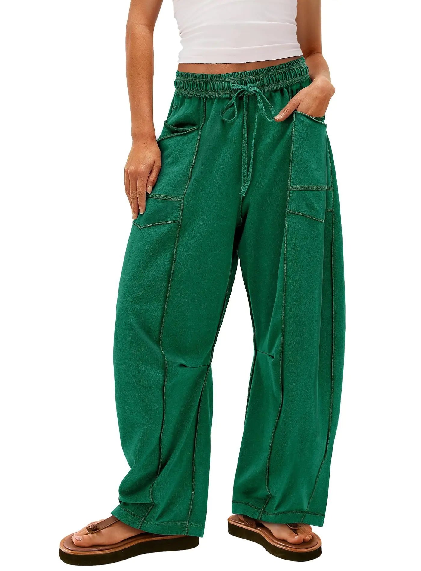 Summer Wide Leg Drawstring Casual Pants