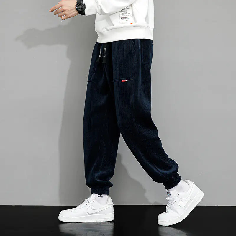 Men's Plus-Size Loose Wide Leg Corduroy Pants