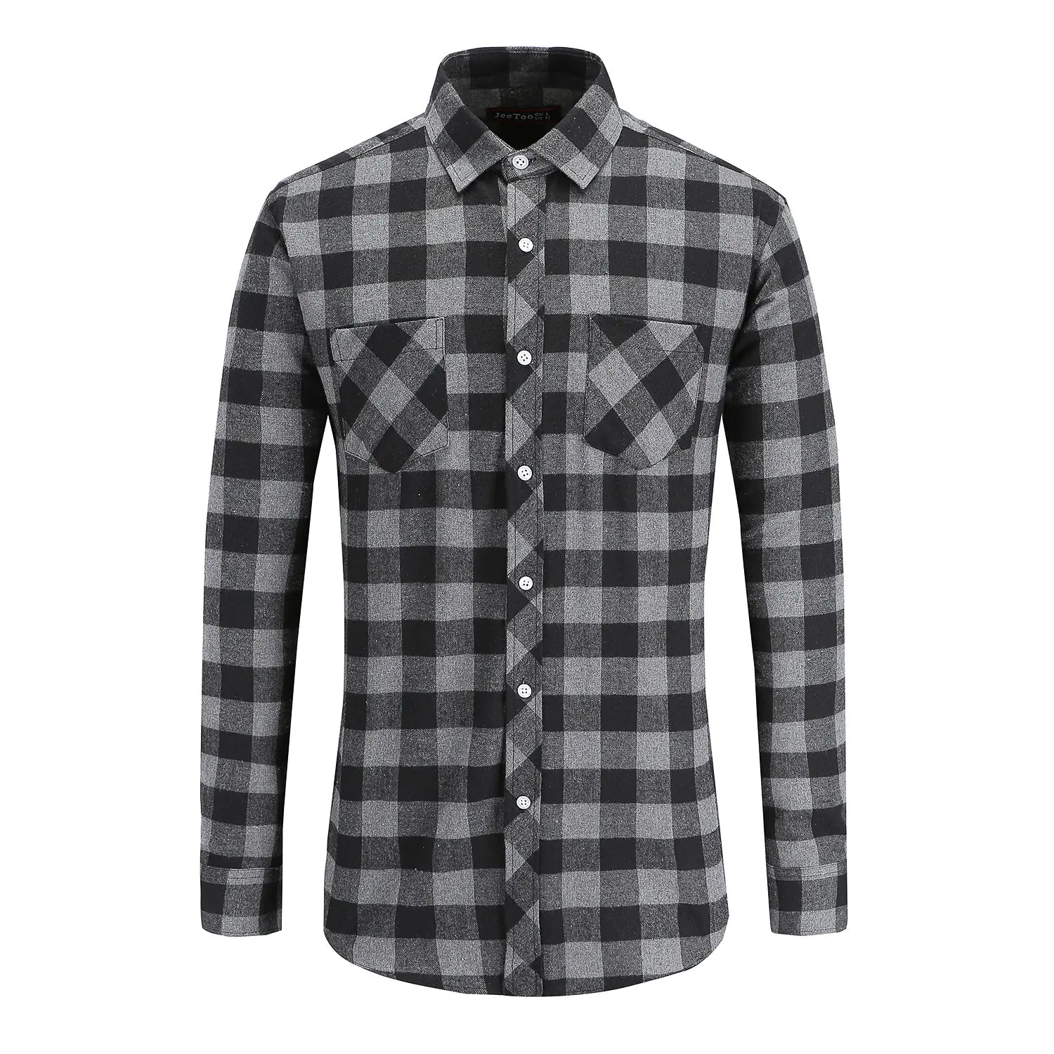 Men's Plaid Brushed Flannel Long Sleeve Shirt with Pockets