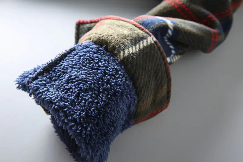 Thickened Warm Flannel Plaid Long Sleeve Shirt for Men