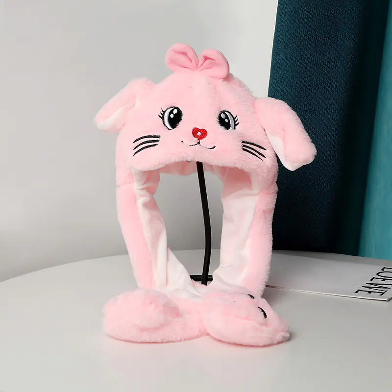 Warm Plush Hat with Moving Ears