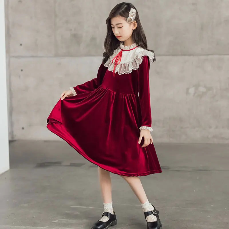 Girls Velvet Princess Dress