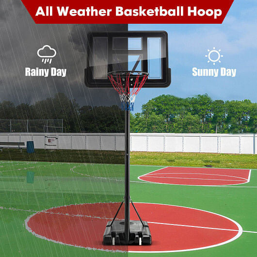 4.25-10 Feet Adjustable Basketball Hoop System w/ 44 Inch Backboard