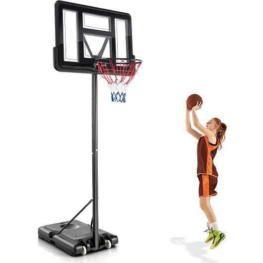 4.25-10 Feet Adjustable Basketball Hoop System w/ 44 Inch Backboard