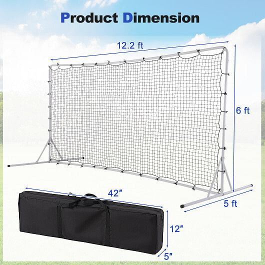 12 x 6 Feet Soccer Rebounder Net with All Weather Net-Black