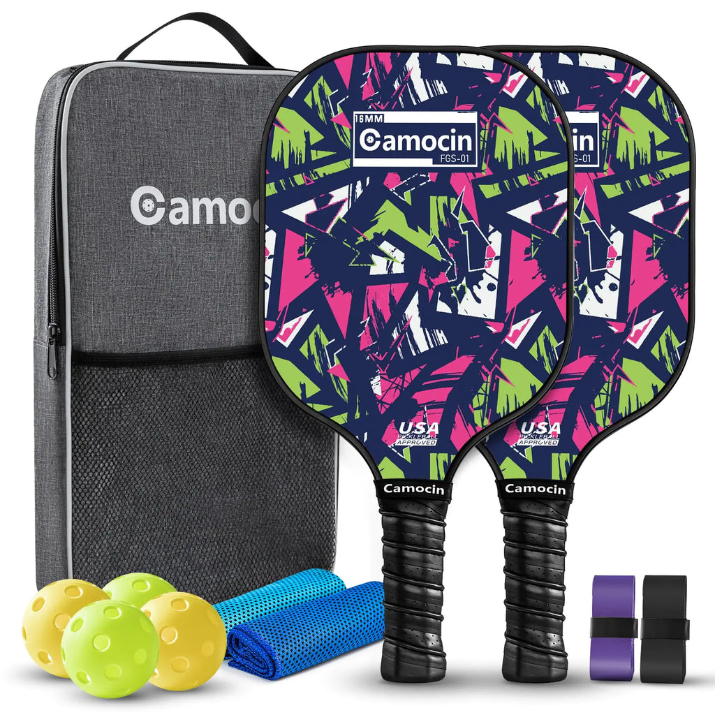 Pickleball Paddles Set of 2 - USAPA Approved Fiberglass Pickleball Set Lightweight Pickle Ball Rackets 2 Pack with 4 Balls 1 Pickleball Bag Pickle Ball Paddles Set for Men Women and Beginners