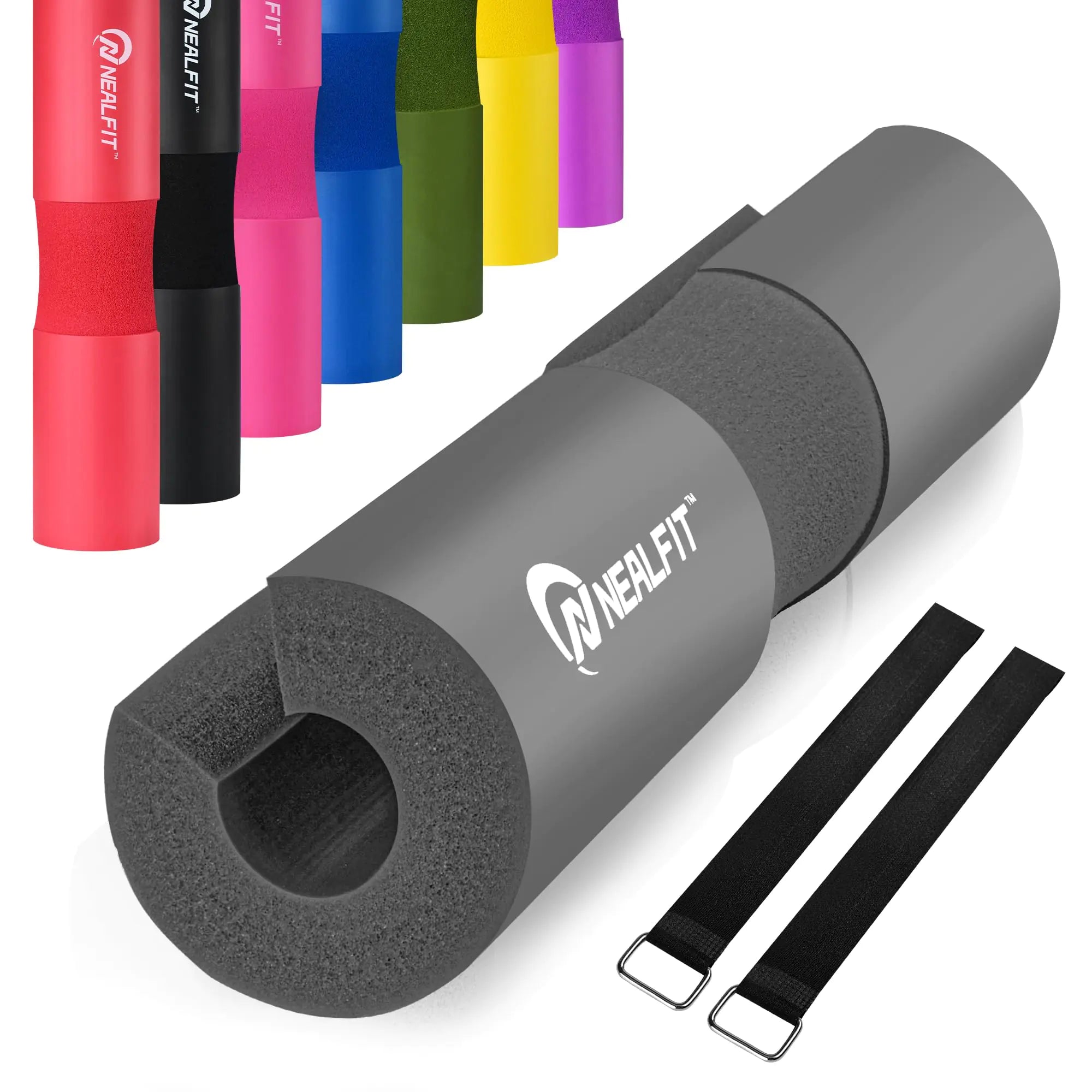 NEALFIT Barbell Pad Squat Pad for Squats—Squat Bar Pad—Great for WeightliftingLunges and Hip Thrusts—Foam Sponge Pad—Fit Standard and Olympic Bars Perfectly (Grey)