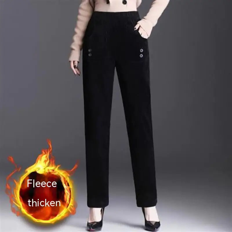 Women's High Waist Polyester Straight-Leg Pants