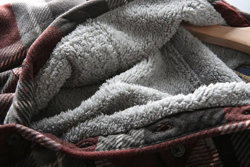 Thickened Warm Flannel Plaid Long Sleeve Shirt for Men