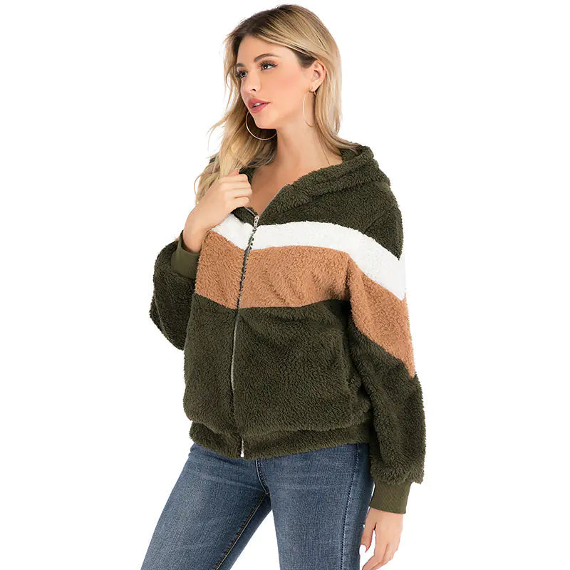 Autumn Winter Oversized Hooded Fleece Jacket