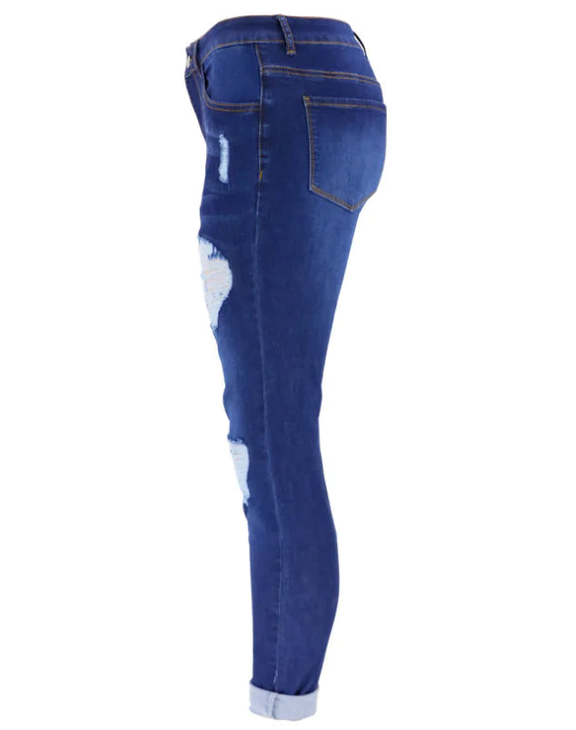 High Rise Distressed Ripped Skinny Jeans for Women