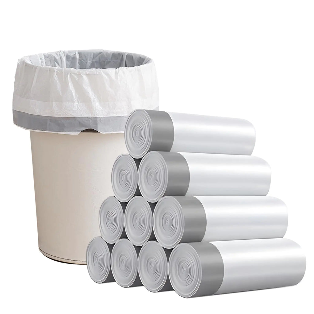 Drawstring 4 Gallon Trash Bags Individual Trash Bags Unscented Small Garbage Bags 4 Gallon Thickened Separated Trash Can Liners for Bathroom Restroom Office Kitchen 100 Count (White)