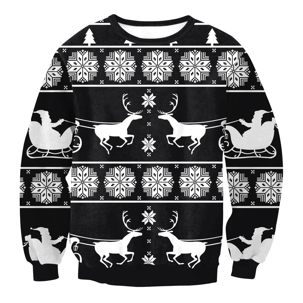 Women's Santa Elk Long Sleeve Loose Sweatshirt
