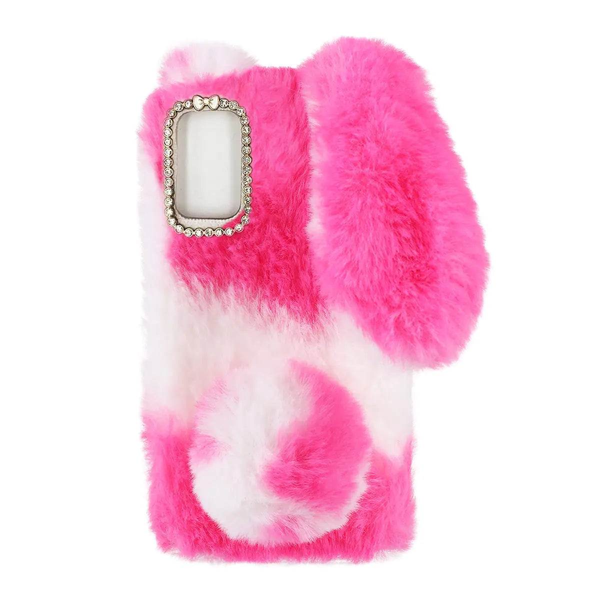 Mikikit Phone Cover Phone Protector Bunny Ear Furry Phone Case Fashion Phone Protector Cute Rabbit Cellphone Protector Case Compatible with S20 FE 5G Cellphone Cases Pink