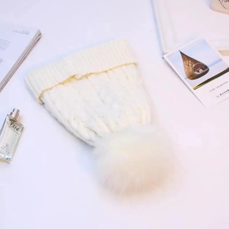 Cashmere Double-Layer Wool Outdoor Warm Knitted Hat