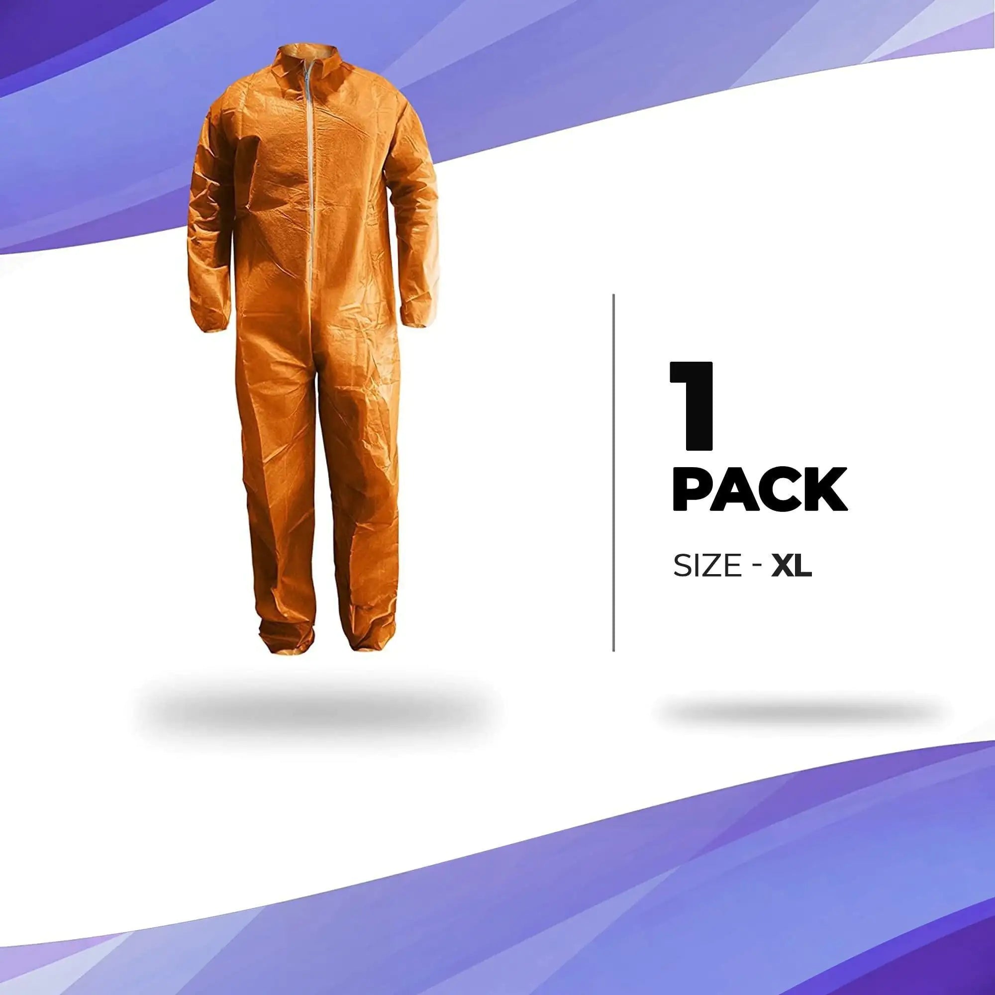 Medical Disposable Coveralls for Men and Women X Large Size Orange Hazmat 1 Pack