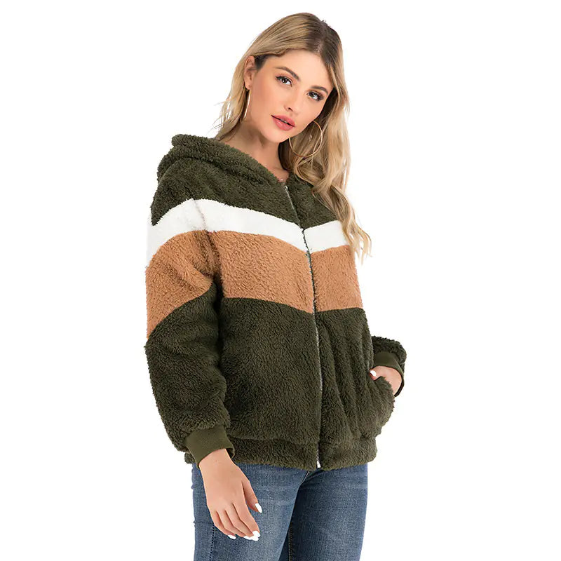 Autumn Winter Oversized Hooded Fleece Jacket