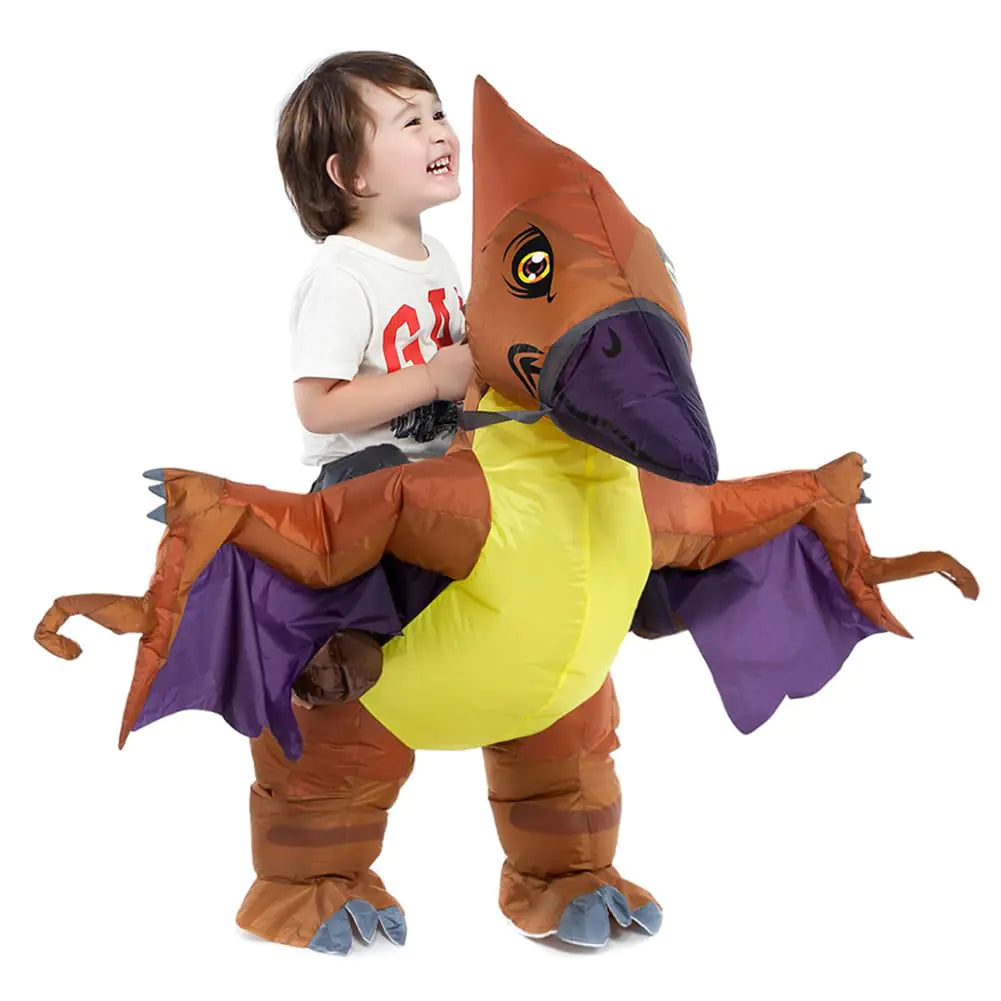 HSCTEK Inflatable Dinosaur Costume Toddler Boys Girls Blow Up Riding Pteranodon Cosplay Kids Baby Ride On Dino Halloween Costume Children
