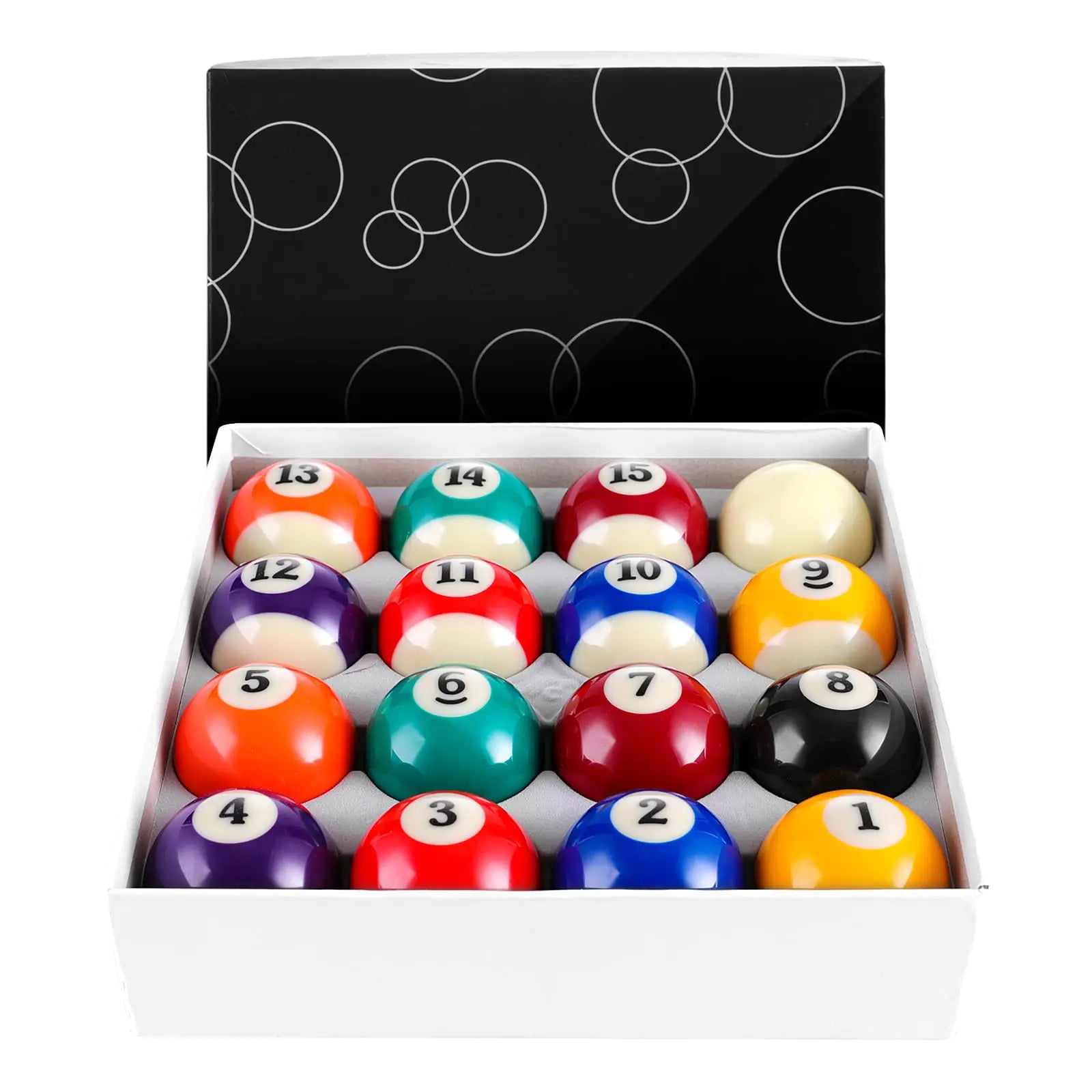 HMQQ Billiard Balls Set 2-1/4" Regulation Size Pool Table Balls for Replacement (16 Resin Balls)