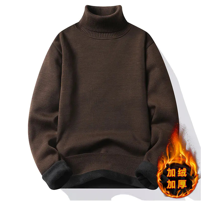 Men's Turtleneck Knit Sweater, Fleece Lined, Autumn/Winter