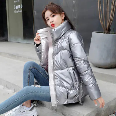 Women's Short Down Cotton Jacket - Trendy Winter Coat