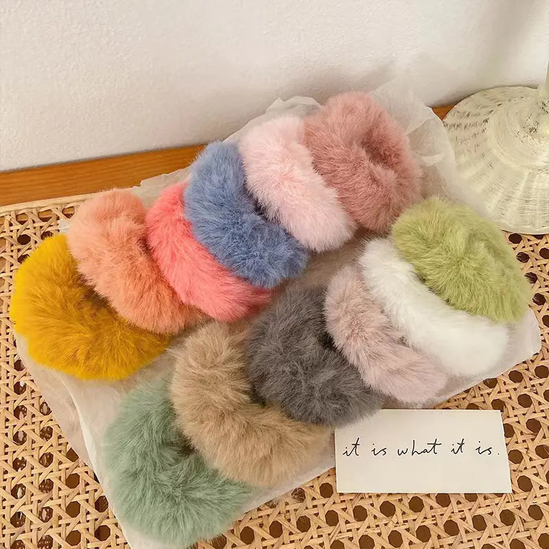 Fluffy Candy Color Hair Ties for Girls - Sweet Accessories