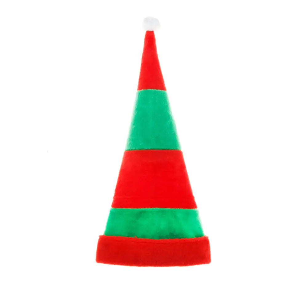Red and Green Striped Christmas Hat Plush Decoration