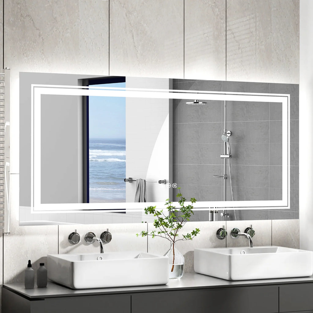 39X24In Extra Large LED Bathroom Mirror Anti-Fog Wall Mounted Vanity Mirror Backlit Light