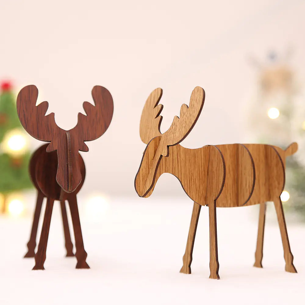 Wooden Christmas Reindeer Decor and Tree Ornament