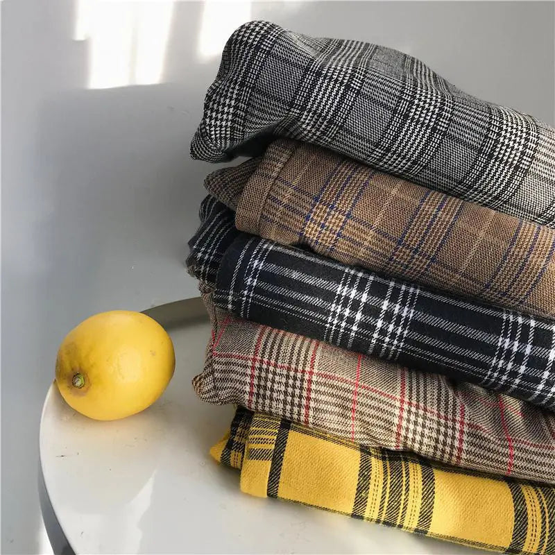 Men's Spring Plaid Wide-leg Trousers - Casual Style