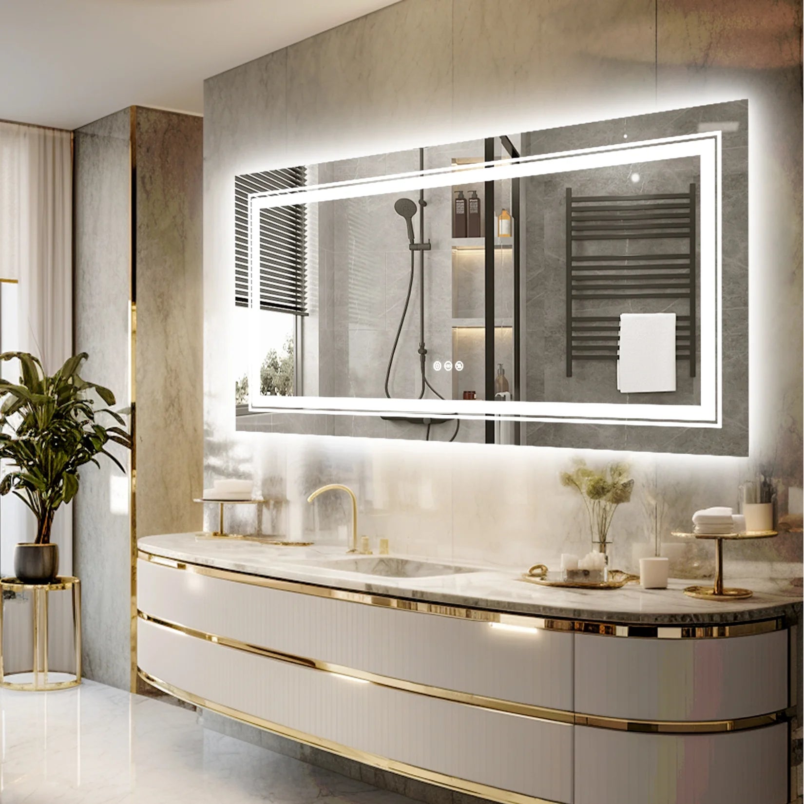 39X24In Extra Large LED Bathroom Mirror Anti-Fog Wall Mounted Vanity Mirror Backlit Light