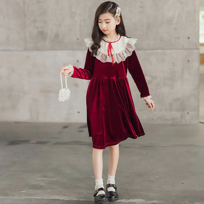 Girls Velvet Princess Dress