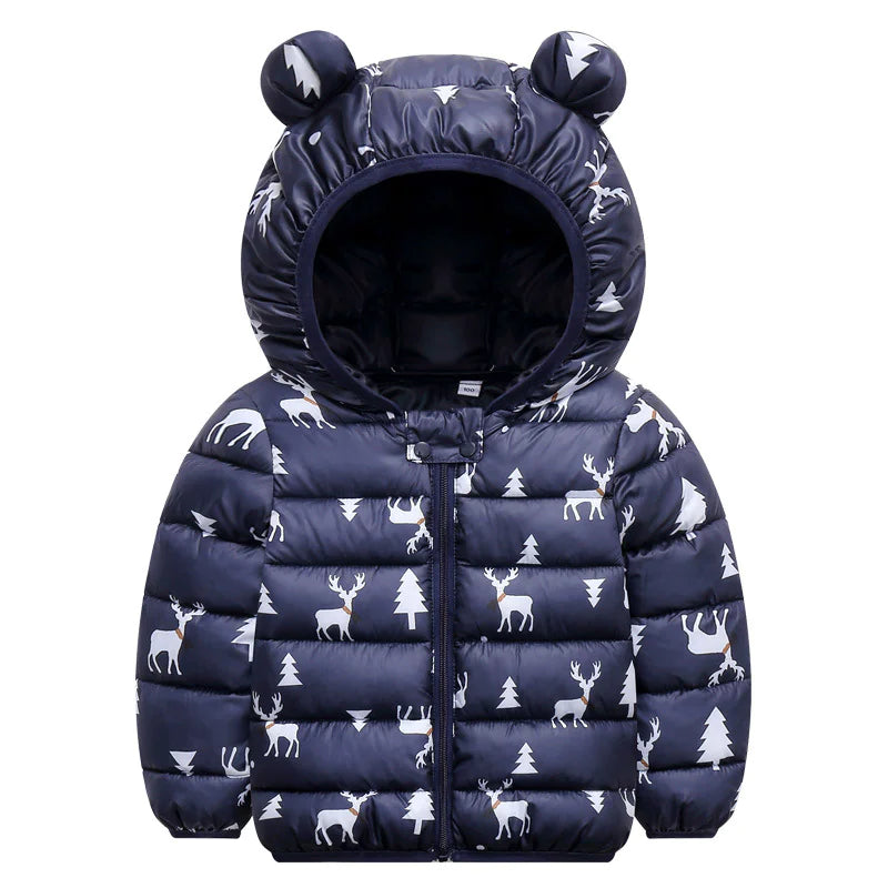 Children's Cute Down Cotton Jacket with Hood