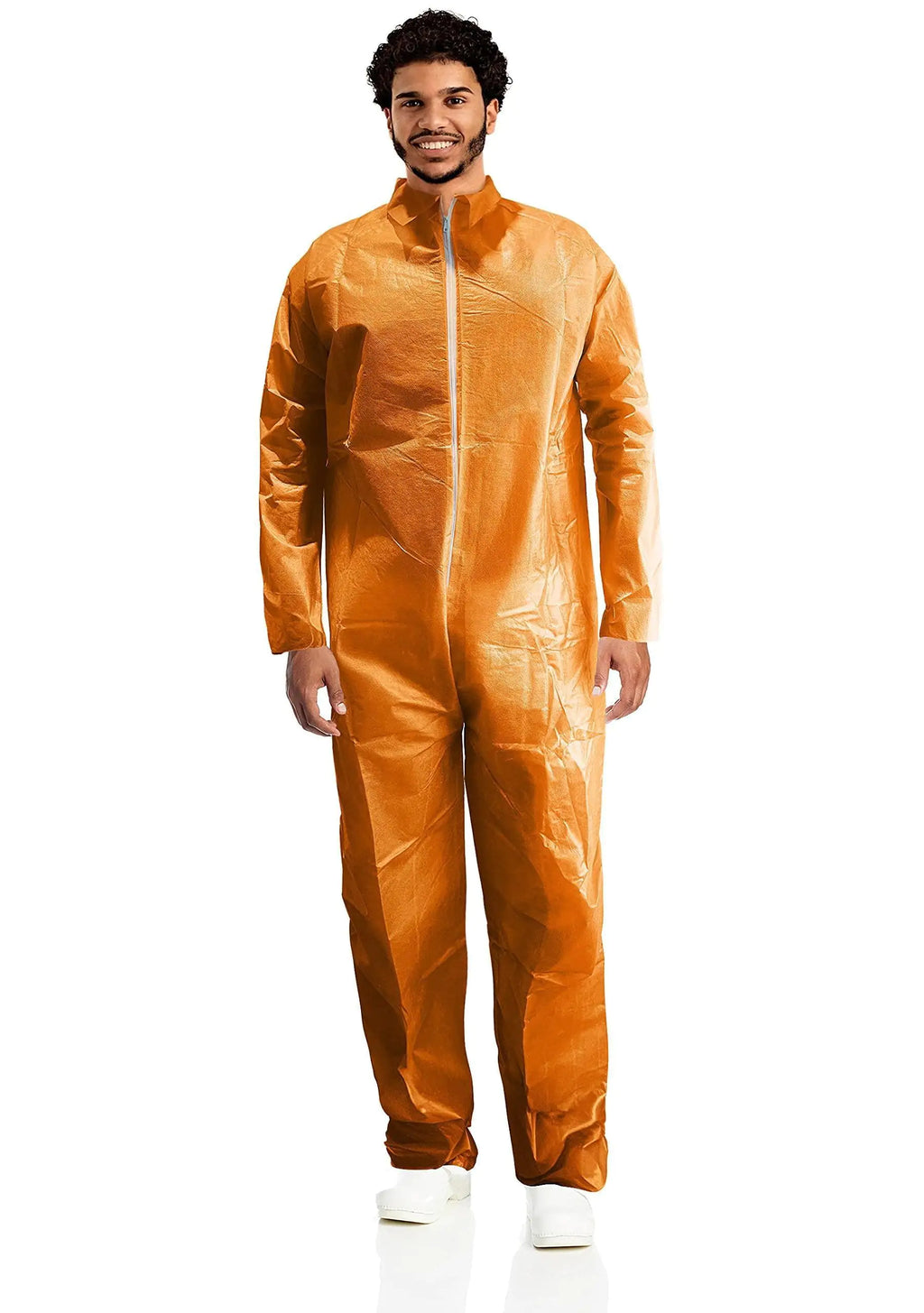 Medical Disposable Coveralls for Men and Women X Large Size Orange Hazmat 1 Pack