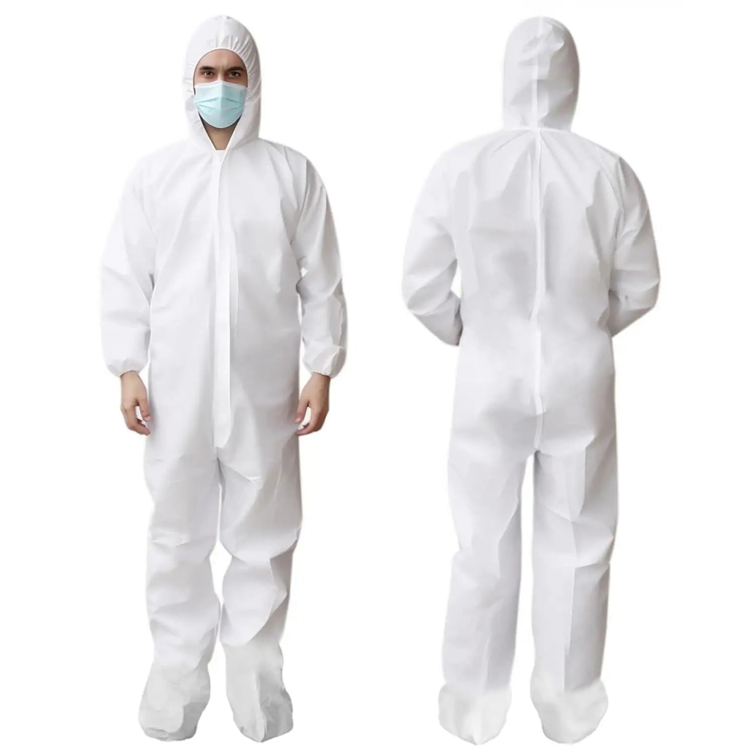 Medical Disposable Coveralls for Men Women Large Size Pack of 5 White Suit