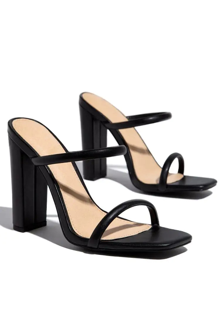 One-Word Women's High-Heeled Shoes with Thick Heel