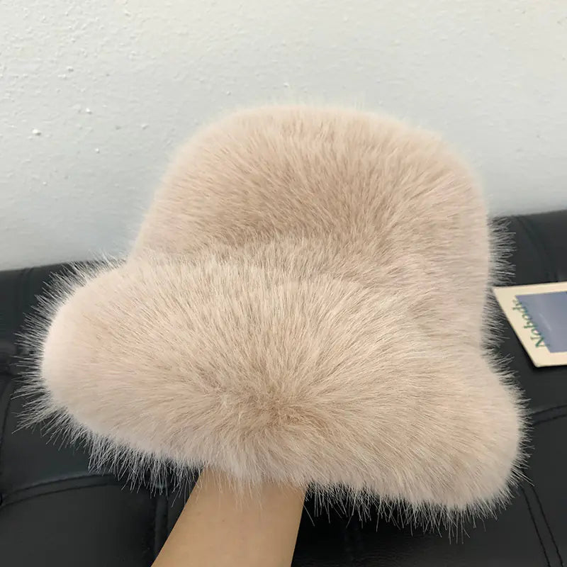 Warm Plush Cold-Proof Mink Fur Bucket Hat