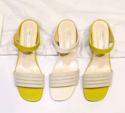 High-Heeled Leather Lazy Sandals with Thick Heels