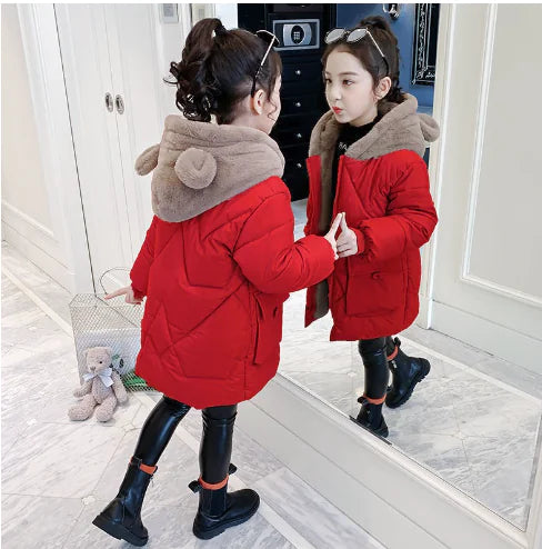 Children's Mid-Length Down Cotton Jacket (Medium & Large)