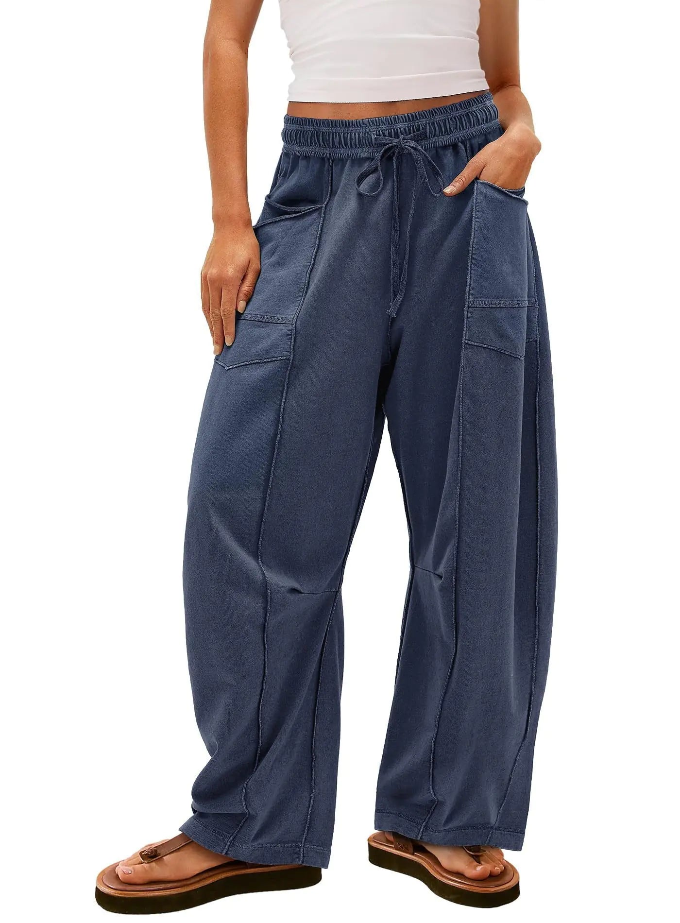 Summer Wide Leg Drawstring Casual Pants