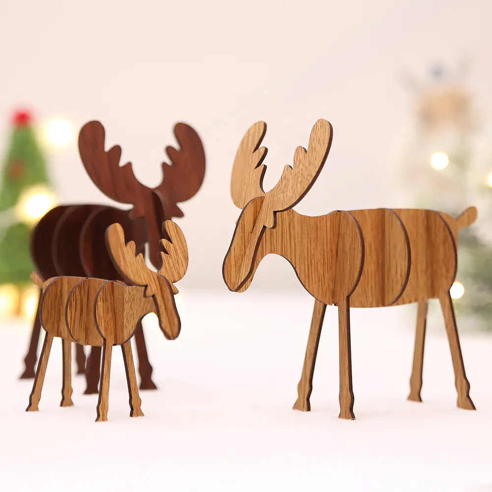 Wooden Christmas Reindeer Decor and Tree Ornament