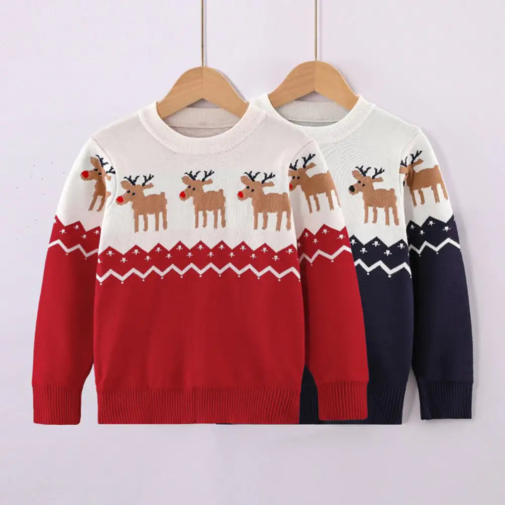 Thick Knitted Christmas Elk Sweater for Kids
