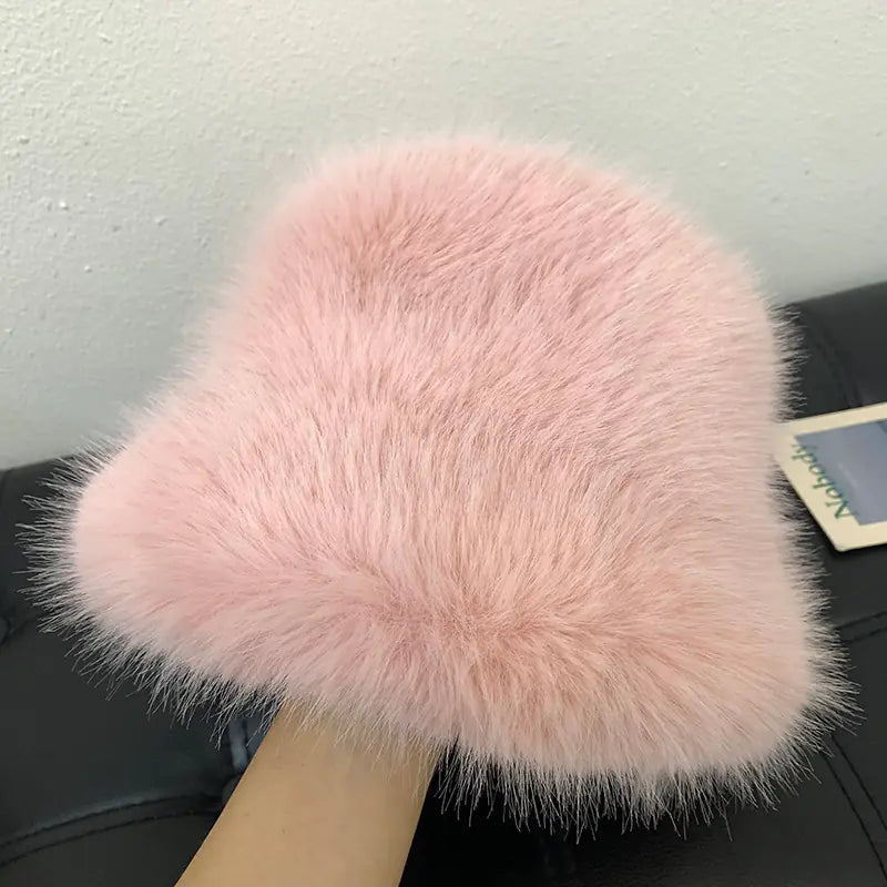 Warm Plush Cold-Proof Mink Fur Bucket Hat