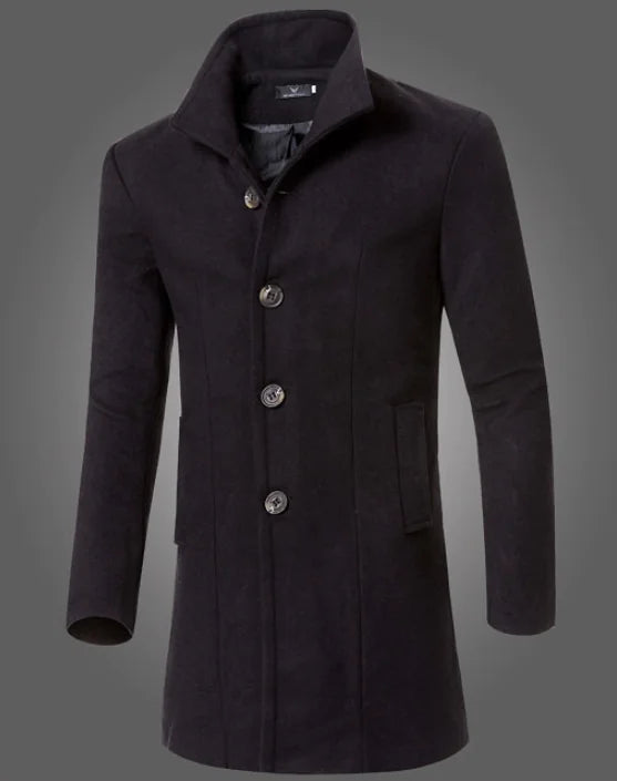 Men's Wool Blend Long Overcoat and Trench Coat