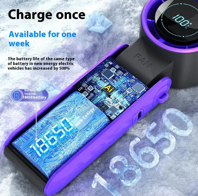 Portable Handheld USB Rechargeable Folding Fan with Digital Display and Adjustable Wind Speed