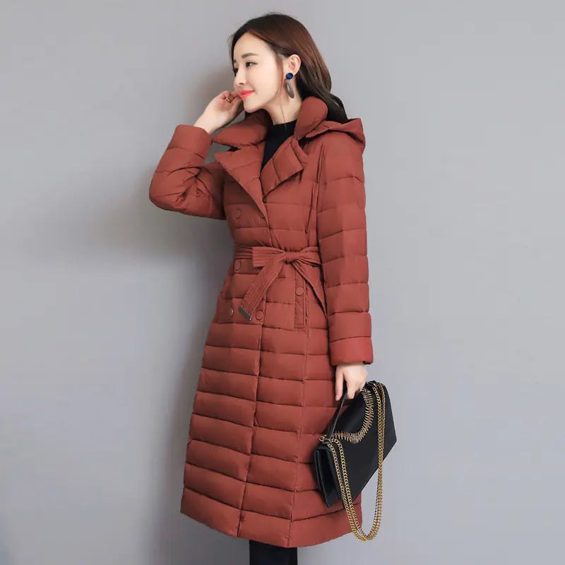 Mid-Length Women's Hooded Padded Down Coat