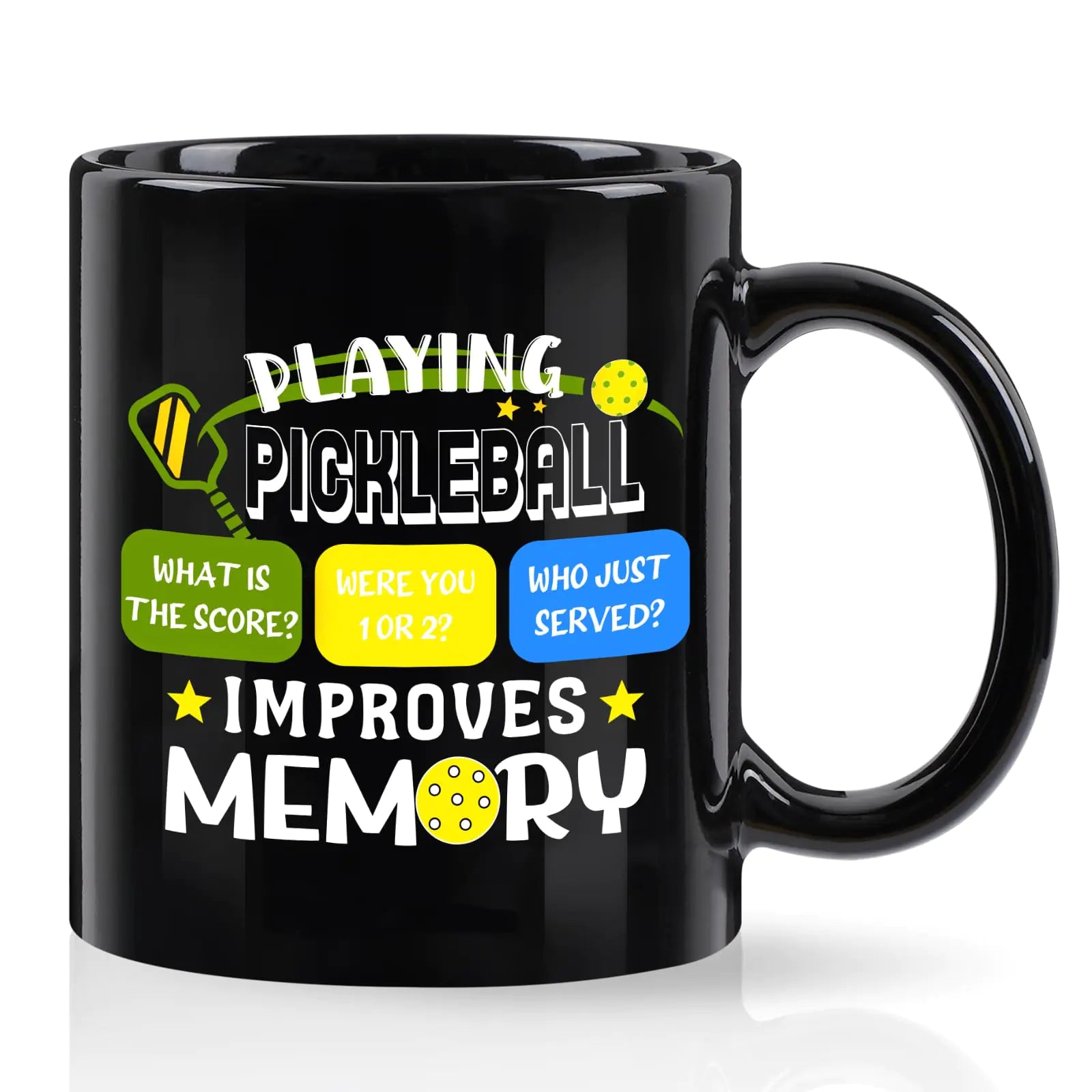 Cabtnca Pickleball Gifts for Men Pickleball Mug Gifts for Pickleball Lovers Playing Pickleball Improves Memory Cup Pickleball Gifts Funny Pickleball Accessories Ornament 11 Oz