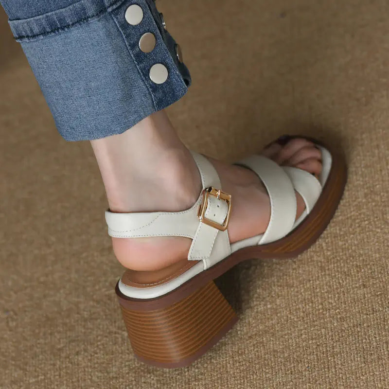 Women's Summer Platform Chunky Heel Cross Strap Sandals