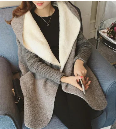 Korean Autumn Winter Hooded Fleece Jacket for Women